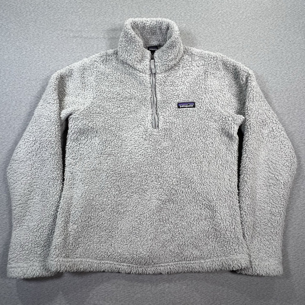 Patagonia Los Gatos Jacket Womens M 1/4 Zip Thick Fuzzy Gray Sherpa